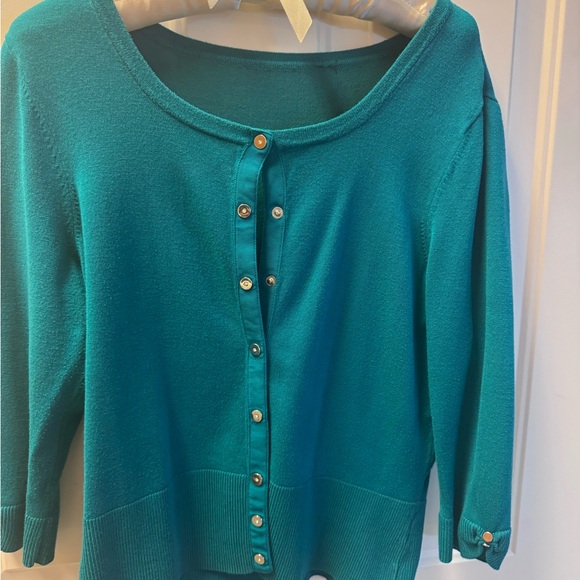 White House Black Market Sweaters - White House Black Market Teal Button-Back Cardigan